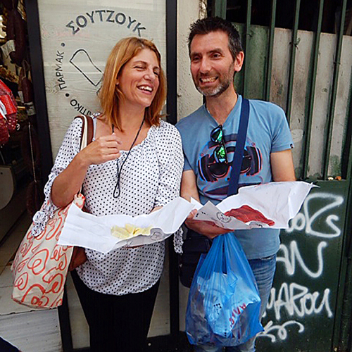 Athens food tour. Rachel and Michalis - Athens food guides.