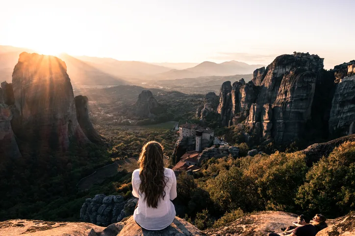 Girl out hiking in the mountains
