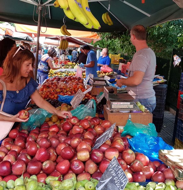 Athens food tour - fruit market stall